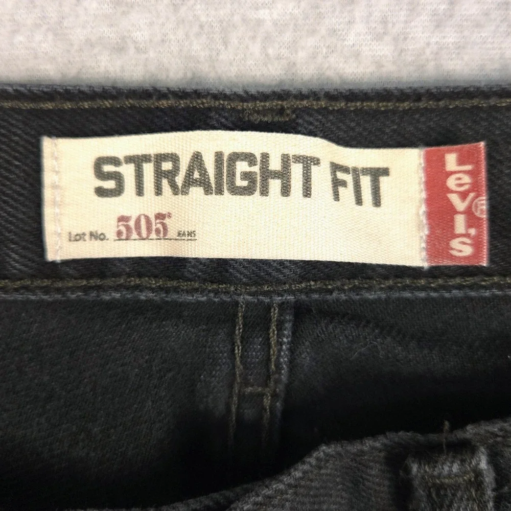Levis 505 Straight Fit Jeans Mens Black Denim Pants 00505 34x34 (Fits 34x32)